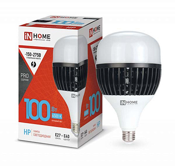 Лампа с/д IN HOME LED-HP-PRO 100Вт 230В Е27 6500К 9000Лм
