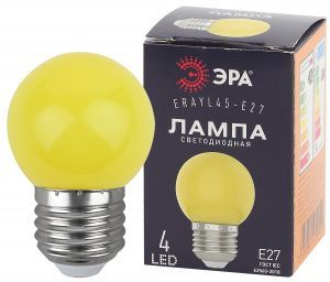 Лампа с/д ЭРА P45-1W-E27 желтая