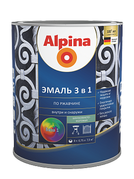 Alpina Эмаль Белорусская алкидная 3 в 1 RAL 8017 шоколадно-коричневый  0,75						