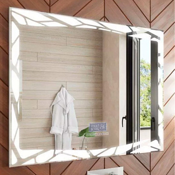 Зеркало для ванной с LED подсветкой VIGO MELISSA MEDIA 100 часы, функция антизапотевания