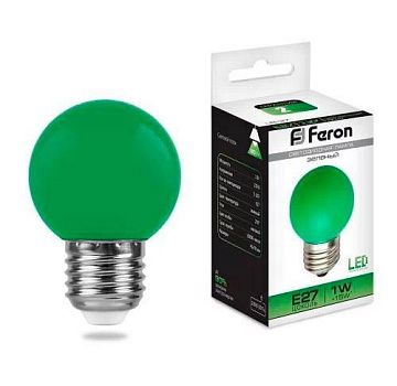 Лампа с/д FERON E27 LB-37 5LED/1W 230V зеленый шарик 