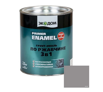Грунт-эмаль Серый по ржавчине 3в1 ЭКОДОМ 2,2 кг