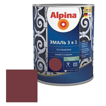 Alpina Эмаль Белорусская алкидная 3 в 1 RAL 3011 красно-коричневый  2,5						