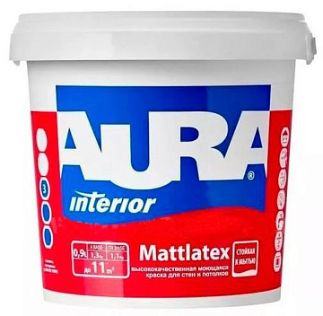 Краска MATTLATEX моющаяся для стен/пот 0,9л AURA (12)