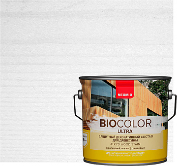 NEOMID BiO COLOR Ultra защитный декоративный состав для древесины (Белый, 0,9 л)