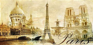 DIVINO DECOR фактурные фотообои Париж винтаж 300*147 С-341 фреска