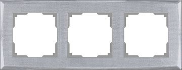 Рамка на 3 поста  (серебряный клетка) WL10-Frame-03 стекло