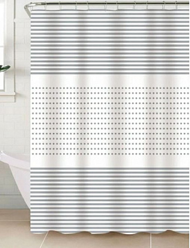 Штора для ванной 180x180см POINT белый/серый, ПЕВА (SWC-50-21)