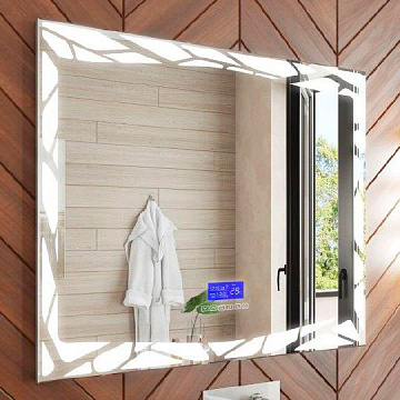 Зеркало для ванной с LED подсветкой VIGO MELISSA MEDIA 80 часы, функция антизапотевания