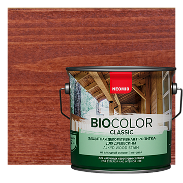 NEOMID BiO COLOR Classic защитная декоративная пропитка для древесины (Махагон, 0,9 л)
