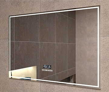 Зеркало для ванной с LED подсветкой VIGO MARTA MEDIA 60 часы, функция антизапотевания