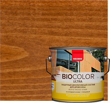 NEOMID BiO COLOR Ultra защитный декоративный состав для древесины (Орех, 0,9 л) 