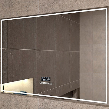 Зеркало для ванной с LED подсветкой VIGO MARTA MEDIA 100 часы, функция антизапотевания