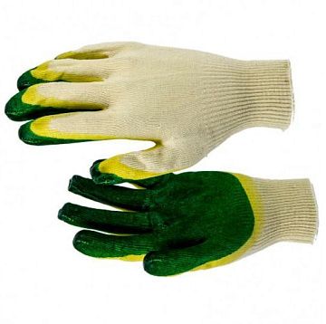 Перчатки облитые латексом с 2-ой пропит (Зеленые ) (100)