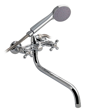 Смеситель АБС-ПЛАСТИК BRIMIX для ванны, длинный излив, ручка крест ХРОМ (4408)