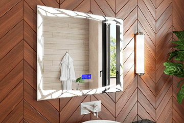 Зеркало для ванной с LED подсветкой VIGO MELISSA MEDIA 70 часы, функция антизапотевания
