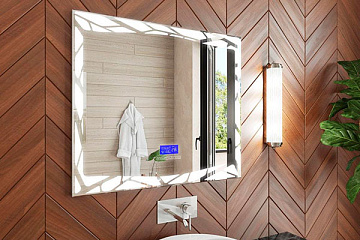 Зеркало для ванной с LED подсветкой VIGO MELISSA MEDIA 60 часы, функция антизапотевания