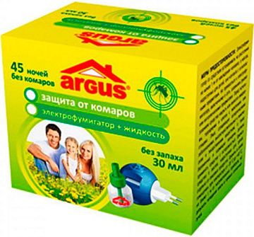Комплект ARGUS от комаров фумигатор+жидкость 45ноч. 30мл. б/запаха AR-3