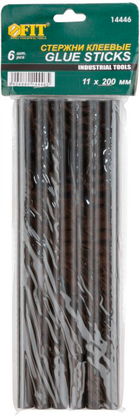 Стержни клеевые черные 11 мм х 200 мм 6 шт FIT 14446
