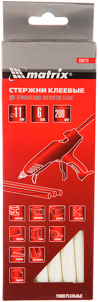 Стержни клеевые 11x200мм белые Matrix 930723