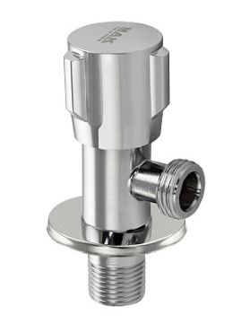 Кран металлокерамика угловой 1/2"х1/2", круглая ручка ,с чашкой, ХРОМ (139)