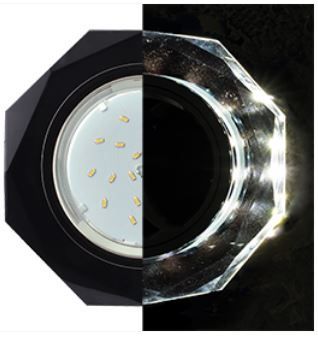 Светильник Ecola GX53 H4 LD5312 Стекло 8-уг подсветка 4K зеркальный 38x133 SM538AECH