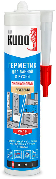 Герметик KUDO для ванной и кухни силиконовый БЕЖЕВЫЙ 280мл  KSK-184 (12шт)