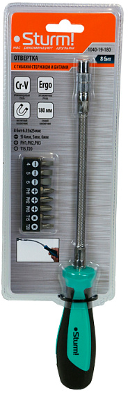 Отвертка с гибким стержнем 180мм 8в1 Sturm! 1040-19-180