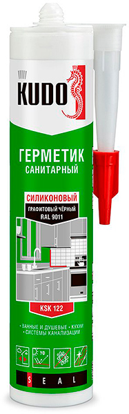 Герметик KUDO силиконовый санитарный ГРАФИТОВЫЙ ЧЕРНЫЙ 280мл  KSK-122 (12шт)