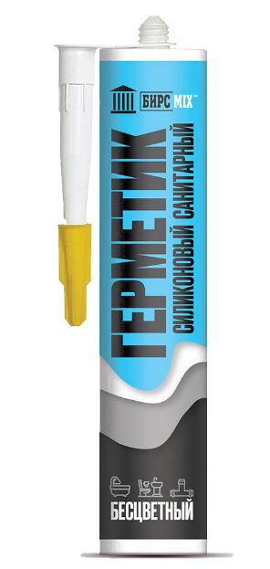 Герметик силиконовый санитарный бесцветный БИРСMIX 280 мл (уп. 12шт)