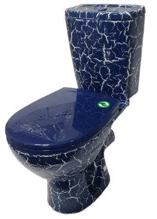 Унитаз (компакт) ROSA "СОЛО" гориз. выпуск,слив3/6литров,сиденье полипропилен (КРАКЕЛЮР СИНИЙ)