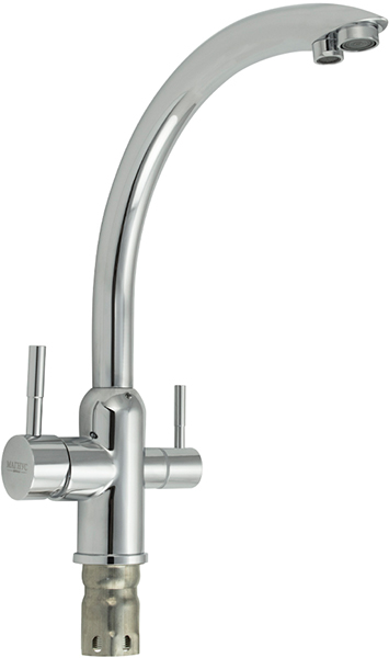 юСмеситель MAGNUS для кухни ХРОМИРОВАННЫЙ из нерж.стали, с выпуском воды для фильтра (9266)