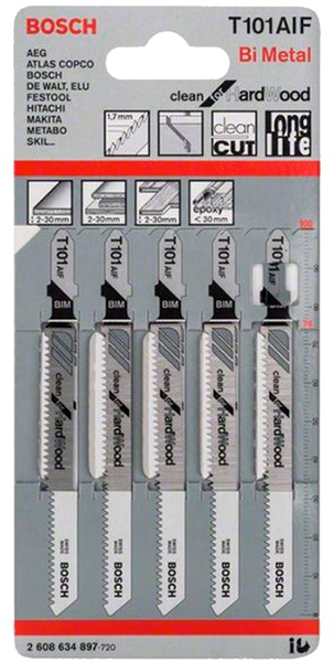 Пилки для лобзика BOSCH T101AIF 2.608.634.897