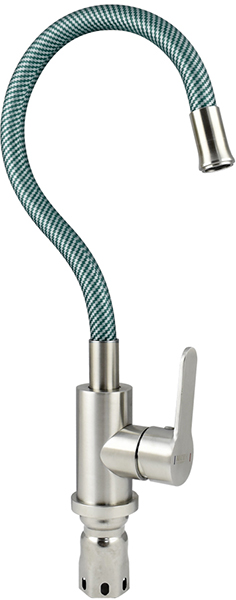 юСмеситель MAGNUS для кухни гибкий излив ЗЕЛЕНЫЙ, НЕРЖАВЕЮЩАЯ СТАЛЬ марка 304 (9217)