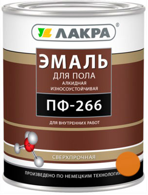 Эмаль ПФ-266 золотисто-коричневый 1кг Лакра