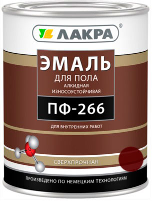 Эмаль ПФ-266 красно-коричневый 1кг Лакра