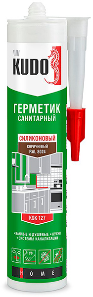 Герметик KUDO силиконовый санитарный КОРИЧНЕВЫЙ  280мл  KSK-127 (12шт)