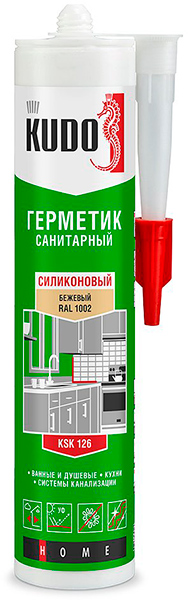 Герметик KUDO силиконовый санитарный БЕЖЕВЫЙ  280мл  KSK-126 (12шт)
