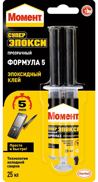 Эпокси Момент Супер Эпокси Формула5 прозрачный 14мл шприц