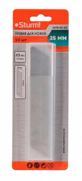 Лезвия для ножей 25мм 10шт Sturm! 1076-S2-25