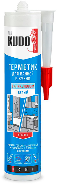 Герметик KUDO для ванной и кухни силиконовый БЕЛЫЙ 280мл  KSK-181 (12шт)