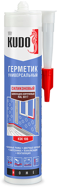 Герметик KUDO силиконовый универсальный КОРИЧНЕВЫЙ  280мл  KSK-106 (12шт)