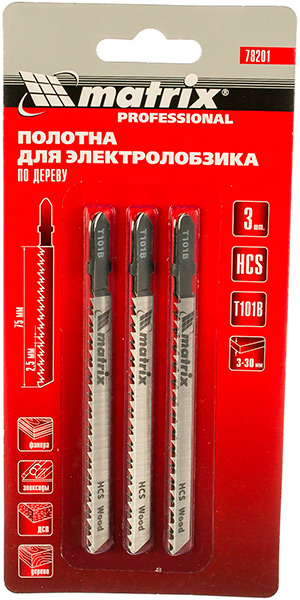 Пилки д/лобзика MATRIX T101B 75*2,5 мм 78201