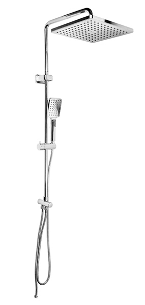 юСтойка душевая GFmark с двумя лейками, квадратная большая 30 см, НЕРЖАВЕЮЩАЯ СТАЛЬ (3063)