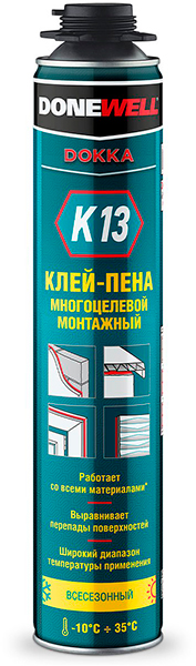 Клей-пена многоцелевой монтажный полиуретан. проф. всесезонный DPP10UAU K13 1000мл