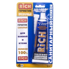 РИЧ Санитарный силикон прозрачный 85мл тюбик  (12)