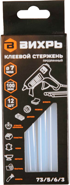 Клеевой стержень 7х100мм, 12шт. Вихрь 73/5/6/3