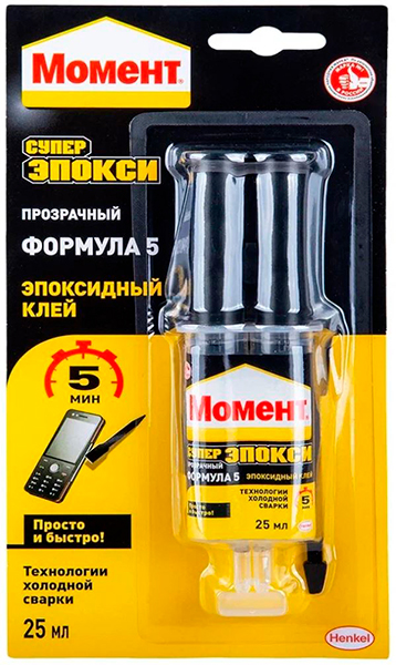 Момент Супер Эпокси Формула 5 прозрачный 25мл шприц