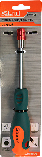 Отвертка-битодержатель с муфтой Sturm! 1040-06-1