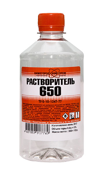 Растворитель 650 ПЭТ 0,5л 25 шт. НижНовгород